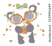 cartoon panda with pumpkin... | Shutterstock .eps vector #2159991699