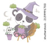 cartoon witch panda with... | Shutterstock .eps vector #2159991703