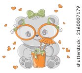 cartoon bear with pumpkin... | Shutterstock .eps vector #2160007179