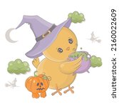 cartoon witch seahorse with... | Shutterstock .eps vector #2160022609