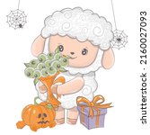halloween sheep illustration... | Shutterstock .eps vector #2160027093