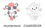 cute panda clipart for coloring ... | Shutterstock .eps vector #2166028109