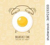 fried egg and outline alarm... | Shutterstock .eps vector #369215333