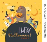 animals celebrating halloween | Shutterstock .eps vector #729097273