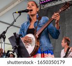 Small photo of Newport, Rhode Island, USA - July 28,2019: Rhiannon Giddens performs at The Newport Folk Festival in Rhode Island.