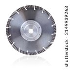 Small photo of Segment diamond cutting disc for concrete and reinforced concrete.Cutting disc with diamonds.Diamond saw.Sawing diamond disc on a white background.Dry cutting concrete, stone, tile, asphalt.