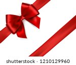shiny red satin ribbon on white ... | Shutterstock .eps vector #1210129960