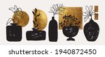 vases  pots with plants. golden ... | Shutterstock .eps vector #1940872450