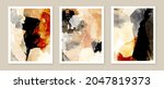 abstract painting wall art set. ... | Shutterstock .eps vector #2047819373