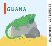 Cute Green Iguana With Long...