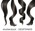 set of wavy strands of brunette ... | Shutterstock .eps vector #1818704603