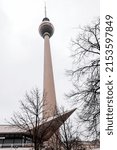 Small photo of Berlin, Germany - December 21, 2021: Berlin Television Tower or Berliner Fernsehturm at night. The iconic 368 metres tall structure was opened in 1969.