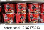 Small photo of Seoul, South Korea - January 6 2023: Shin Ramyun on the shelf. Shin Ramyun is exported to over 100 countries, and is the best-selling instant noodle brand in South Korea.