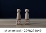 Small photo of block people Show plus and minus symbols. The concept of opposites, decisions, and uncertainty. Positive or Negative Business Choices Analysis of Advantages and disadvantages Comparison