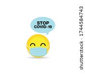 emoticon wearing protective... | Shutterstock .eps vector #1744584743