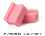 Small photo of bubble gum cubes isolated on white backgroud