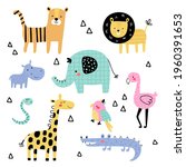 vector set of cute jungle... | Shutterstock .eps vector #1960391653