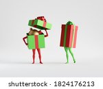 3d Render. Red Green Christmas...