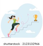 young girl woman athlete climbs ... | Shutterstock .eps vector #2123132966