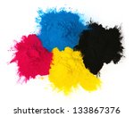Color copier toner cyan magenta yellow isolated on white background
