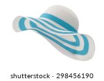 White And Cyan Beach Hat On...