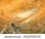 Small photo of Dust storm in Bodele Depression, Chad. A dust storm cuts a wide swath across this image of the Bodl Depression in the country of Chad. The. Elements of this image furnished by NASA.
