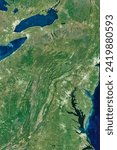 Small photo of The Chesapeake Watershed. It takes a lot of data and some patient, creative processing to make an image of the worlds third largest estuary. Elements of this image furnished by NASA.