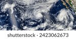 Small photo of Remnant of Hurricane Celia 04E, Hurricane Darby 05E, and Tropical Storm Estelle 06E in the eas. Remnant of Hurricane Celia 04E,. Elements of this image furnished by NASA.