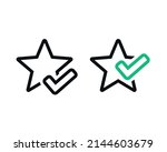 Features icon. Star with checkmark. Vector illustration