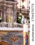 Small photo of Paschal candle illuminates the altar and tabernacle and never leaves only the heart of Jesus