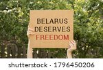 Small photo of Free Belarus the rally in Solidarity with Belarus. Abhorrent human rights abuses happening there after elections