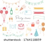 set of hand drawn party... | Shutterstock .eps vector #1764118859