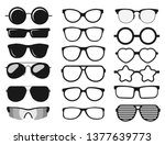 Sunglasses set, Summer eyewear sun protection sunglass. Fashion spectacles accessory. Plastic frame modern eyeglasses. Vacation item. Vector