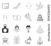 weeding set icons in monochrome ... | Shutterstock .eps vector #504336493