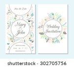 wedding invitation  thank you... | Shutterstock .eps vector #302705756