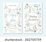 wedding invitation  thank you... | Shutterstock .eps vector #302705759