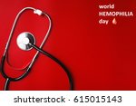 Small photo of world hemophilia day Stethoscope on a red table, concept medicine