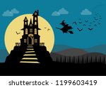 halloween night background with ... | Shutterstock .eps vector #1199603419