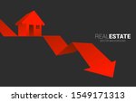 red 3d home icon on falling... | Shutterstock .eps vector #1549171313