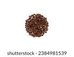 Small photo of Handful Cocoa nibs on white background, top view. Design element. Cacao Nibs are packed with mood- and energy-boosting nutrients. Pure superfood, Gluten-Free.