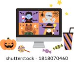 sweets and halloween pumpkins... | Shutterstock .eps vector #1818070460