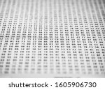Small photo of Hex code on computer screen closeup. Random hexadecimal code stream. Concept of hacking, internet security, malware and reverse engineering. Abstract digital data element.