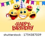 Birthday Smiley Emojis Vector...