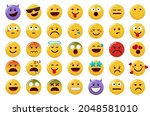 emoticon emojis vector set.... | Shutterstock .eps vector #2048581010
