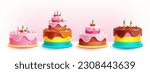 birthday cakes set vector...
