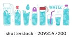 set of different containers... | Shutterstock .eps vector #2093597200