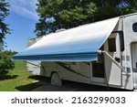 Small photo of Awning on a camping trailer