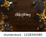 christmas composition on wooden ... | Shutterstock .eps vector #1228340380
