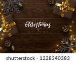 christmas composition on wooden ... | Shutterstock .eps vector #1228340383