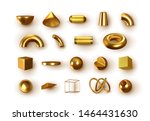 set of 3d golden geometric... | Shutterstock .eps vector #1464431630